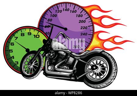 Artistic stylized motorcycle racer in motion. illustration Stock Vector