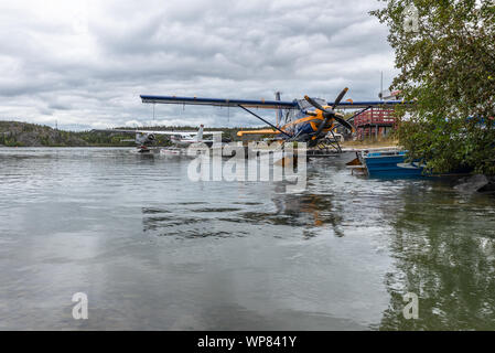 Float Plane on Great Slave Lake in Yellowknife, Northwest Territories, Canada Stock Photo