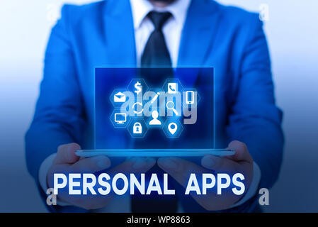 Handwriting text Personal Apps. Conceptual photo Organizer Online Calendar Private Information Data Stock Photo