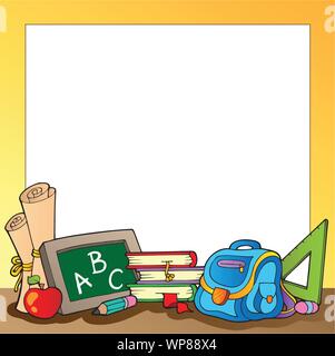 Frame with school supplies 1 Stock Vector