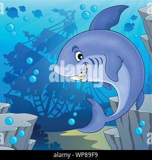 Image with shark theme 4 Stock Vector