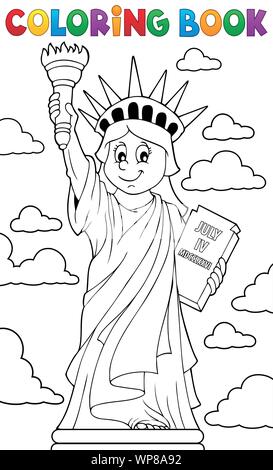 Statue of Liberty coloring book. Symbol of freedom and democracy in USA