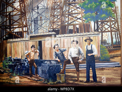 Lobby mural at the East Texas Oil Museum on the campus of Kilgore College in Kilgore, Texas Stock Photo