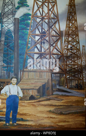 Lobby mural at the East Texas Oil Museum on the campus of Kilgore College in Kilgore, Texas Stock Photo