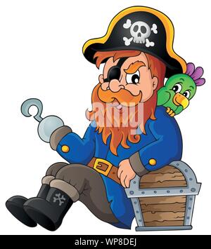 Sitting pirate theme image 1 Stock Vector