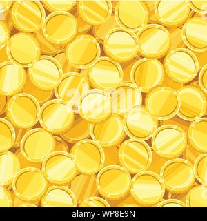 Seamless pattern of shiny gold coins falling with a gold background ...