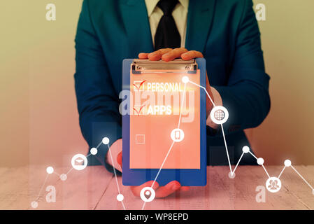 Handwriting text Personal Apps. Conceptual photo Organizer Online Calendar Private Information Data Stock Photo