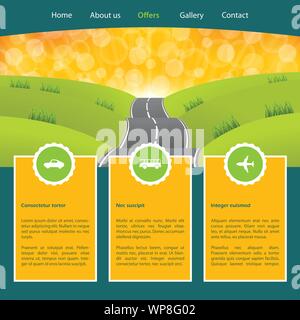 Tourism homepage template for advertising Stock Vector