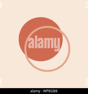 Minimal abstract poster with simple circles . Modern geometric shapes design . Circular elements composition in Scandinavian style Stock Vector