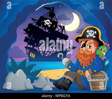Sitting pirate theme image 3 Stock Vector