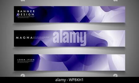 collection of banner sets. background gradient irregular blue waves. vector illustration of eps 10 Stock Vector