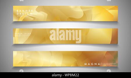 collection of banners, vector backgrounds with wavy gold colored patterns. suitable for ad background etc. Stock Vector