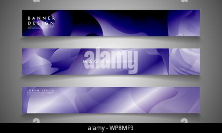 collection of banner sets. background gradient irregular blue waves. vector illustration of eps 10 Stock Vector