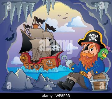 Sitting pirate theme image 5 Stock Vector