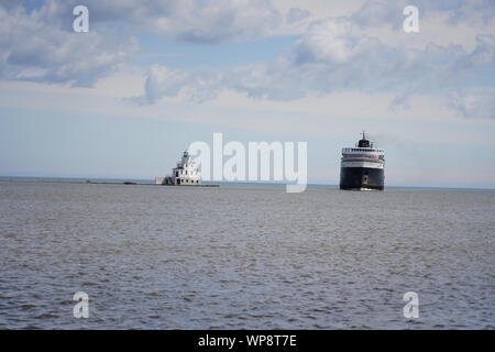 Ludington MI To Manitowoc WI SS Badger People & Car Ferry in Manitowoc Wisconsin Stock Photo