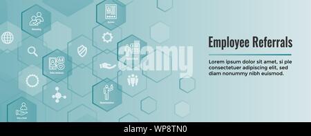 Employee Referrals Icon Set w Web Header Banner Stock Vector