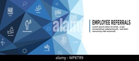 Employee Referrals Icon Set w Web Header Banner Stock Vector