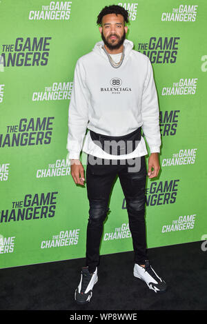 Hollywood, United States. 04th Sep, 2019. HOLLYWOOD, LOS ANGELES, CALIFORNIA, USA - SEPTEMBER 05: JaVale McGee arrives at the Los Angeles Premiere Of 'The Game Changers' held at ArcLight Cinemas Hollywood on September 5, 2019 in Hollywood, Los Angeles, California, United States. ( Credit: Image Press Agency/Alamy Live News Stock Photo