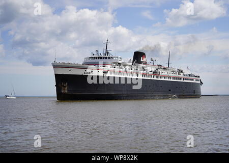 Ludington MI To Manitowoc WI SS Badger People & Car Ferry in Manitowoc Wisconsin Stock Photo