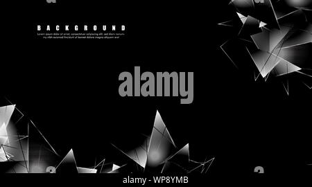 abstract background with glowing triangles that overlap. isolated black background. vector illustration of eps 10 Stock Vector