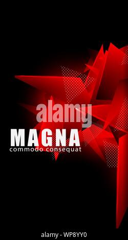 Triangular background. Abstract composition of 3D triangles. Modern geometric red background insulated black Stock Vector