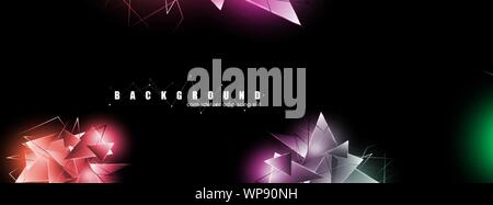 abstract background with glowing triangles that overlap. isolated black background. vector illustration of eps 10 Stock Vector