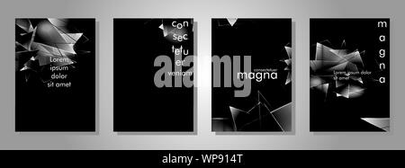 set the book cover the background of the light Triangle. Abstract composition of 3D triangles. Modern geometric black background Stock Vector