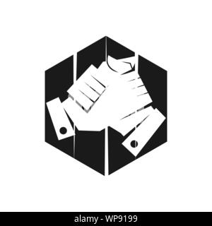 hexagonal Commitment Teamwork Together Black Logo Stock Vector