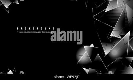 abstract background with glowing triangles that overlap. isolated black background. vector illustration of eps 10 Stock Vector