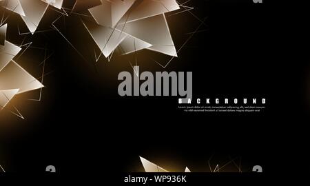 abstract background with glowing triangles that overlap. isolated black background. vector illustration of eps 10 Stock Vector