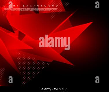 Triangular background. Abstract composition of 3D triangles. Modern geometric red background insulated black Stock Vector