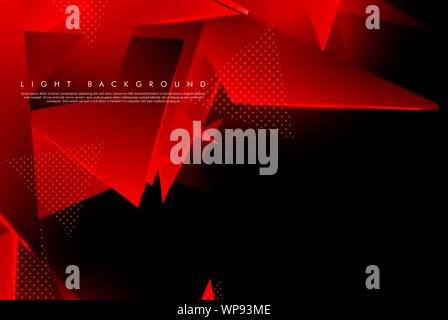Triangular background. Abstract composition of 3D triangles. Modern geometric red background insulated black Stock Vector