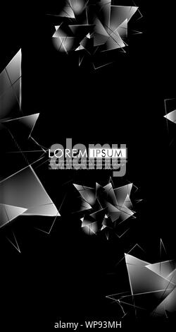 Vertical triangle background. Abstract composition of 3D triangles. Modern geometric backgrounds isolated black Stock Vector