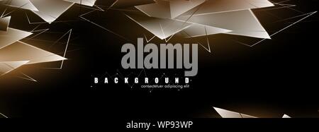 abstract background with glowing triangles that overlap. isolated black background. vector illustration of eps 10 Stock Vector