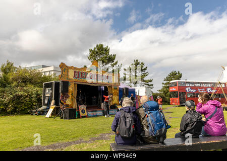 Open air concert at the Vintage By The Sea Festival in coastal resort of Morecambe, England. Stock Photo