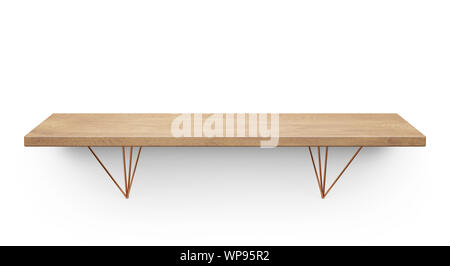 Wooden shelf on the wall Stock Photo