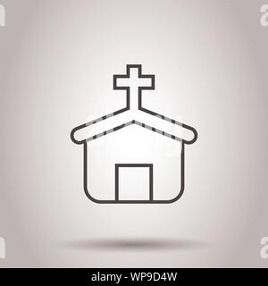 Church icon in flat style. Chapel vector illustration on isolated background. Religious building business concept. Stock Vector
