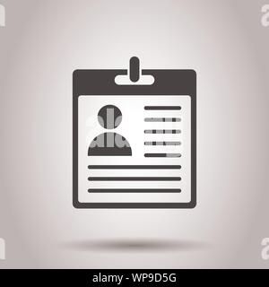 Id card icon in flat style. Identity tag vector illustration on isolated background. Driver licence business concept. Stock Vector