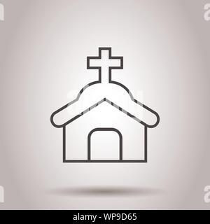 Church icon in flat style. Chapel vector illustration on isolated background. Religious building business concept. Stock Vector