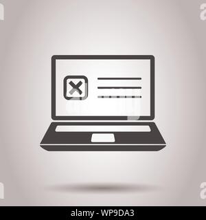 Questionnaire laptop icon in flat style. Online survey vector illustration on isolated background. Checklist report business concept. Stock Vector