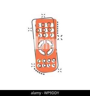 Remote control icon in comic style. Infrared controller vector cartoon ...