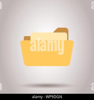 File folder icon in flat style. Documents archive vector illustration on isolated background. Storage business concept. Stock Vector