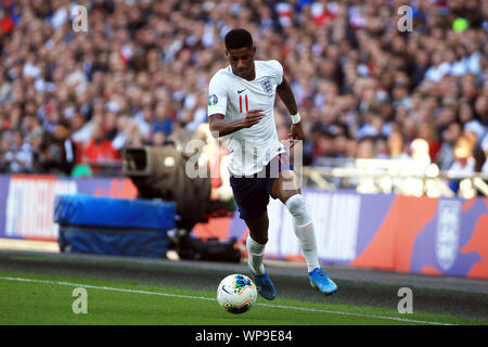 London, UK. 07th Sep, 2019. Marcus Rashford of England in action. UEFA Euro 2020 qualifier, group A match, England v Bulgaria at Wembley Stadium in London on Saturday 7th September 2019. Please note images are for Editorial Use Only. EDITORIAL USE ONLY. pic by Steffan Bowen/Andrew Orchard sports photography/Alamy Live news Credit: Andrew Orchard sports photography/Alamy Live News