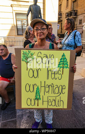 Enough is enough. A demonstration against environmental destruction in Malta. Protesting at out of control construction, road building. Stock Photo