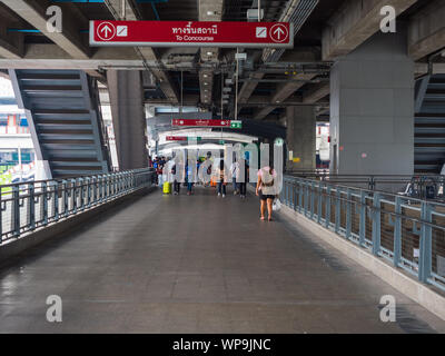 BANGKOK, THAILAND - MAY 6,2017 : Unidentified  passengers walk to exit gate from the Suvarnabhumi Airport Rail Link Train at Phayathai Station on May Stock Photo