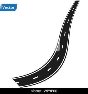 Curved road with white markings. Vector illustration Stock Vector