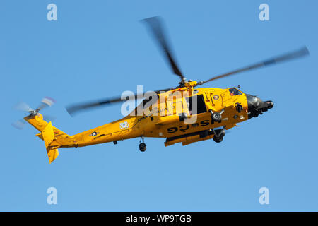 San Diego, California – April 13, 2019: U.S. Coast Guard Sikorsky Helicopter at San Diego airport (SAN) in the United States. Stock Photo