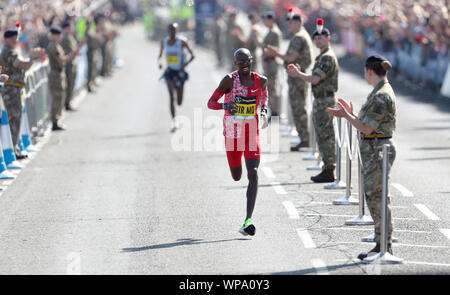 Sir Mo Farah wins the Men's Elite Race during the 2019 Simplyhealth Great North Run in Newcastle. Stock Photo
