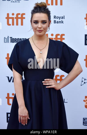 Toronto, Canada. 08th Sep, 2019. Katherine Langford arrives for the world premiere of 'Knives Out' at the Princess of Wales Theatre during the Toronto International Film Festival in Toronto, Canada on Saturday, September 7, 2019. Photo by Chris Chew/UPI Credit: UPI/Alamy Live News Stock Photo