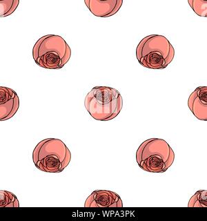 Hand drawn doodle style rose flowers seamless pattern Stock Vector